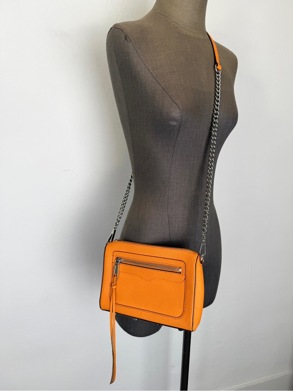 Rebecca Minkoff Avery Orange Saffiano Leather Crossbody Bag
